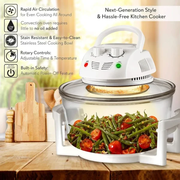 Air Fryer, Halogen Infrared Convection Oven - Large 13 Quart Glass Air Fryer, Oil-Free Quick Healthy Meals Multicooker – Image 3