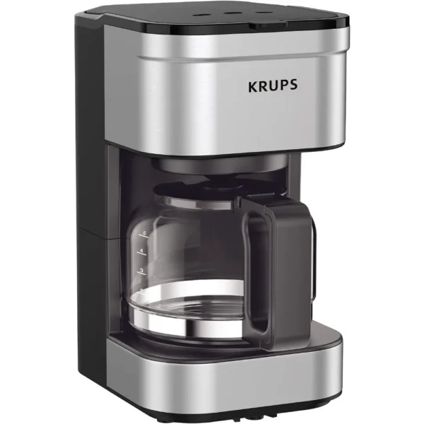 Simply Brew Compact 5 Cup Coffee Maker: Stainless Steel Design, Pause & Brew, Keep Warm, Reusable Filter, Drip-Free Carafe
