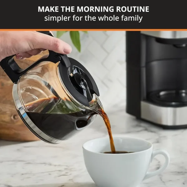 Simply Brew Compact 5 Cup Coffee Maker: Stainless Steel Design, Pause & Brew, Keep Warm, Reusable Filter, Drip-Free Carafe – Image 3