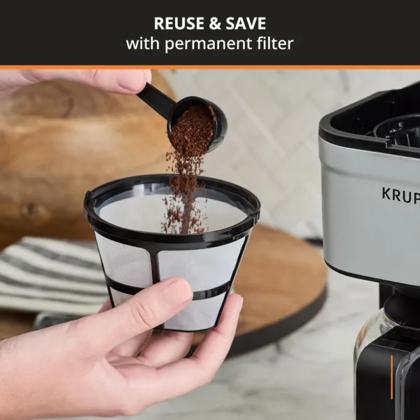 Simply Brew Compact 5 Cup Coffee Maker: Stainless Steel Design, Pause & Brew, Keep Warm, Reusable Filter, Drip-Free Carafe – Image 5