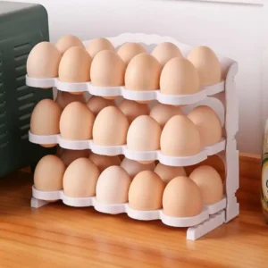Egg Organizer For Refrigerator Foldable Egg Storage Box 3 Tiers Fridge Egg Organizer Portable Egg Rack Egg Dispenser