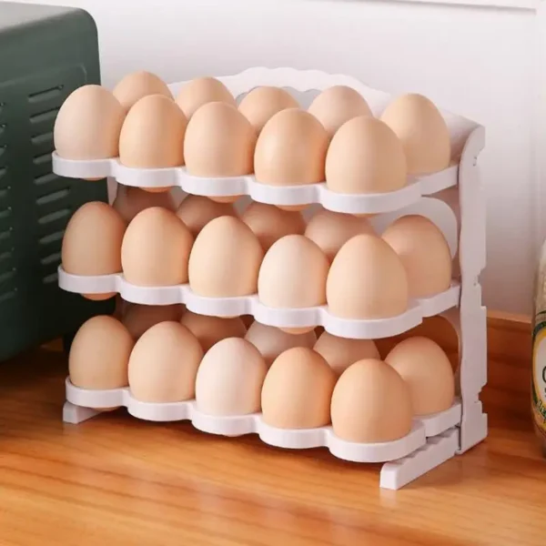 Egg Organizer For Refrigerator Foldable Egg Storage Box 3 Tiers Fridge Egg Organizer Portable Egg Rack Egg Dispenser