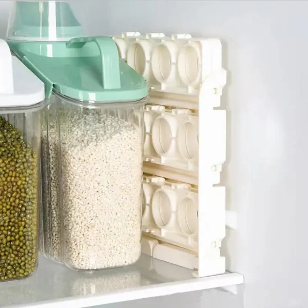 Egg Organizer For Refrigerator Foldable Egg Storage Box 3 Tiers Fridge Egg Organizer Portable Egg Rack Egg Dispenser – Image 3