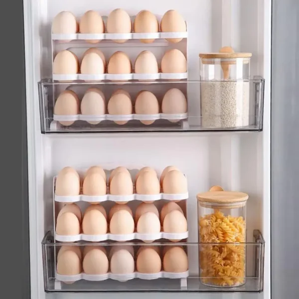 Egg Organizer For Refrigerator Foldable Egg Storage Box 3 Tiers Fridge Egg Organizer Portable Egg Rack Egg Dispenser – Image 5
