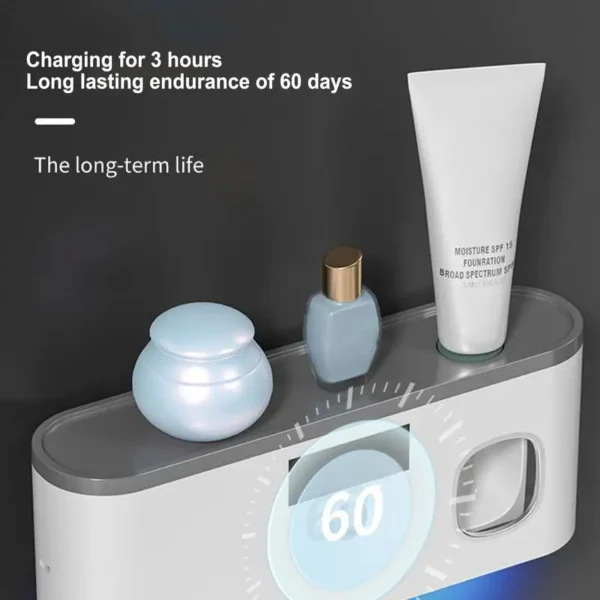Toothbrush Wall Holder UV Tooth Brush Holder Wall With Toothpaste Dispenser LCD Digital Display Bathroom Supplies USB – Image 4