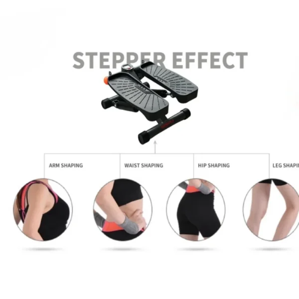 Mini Stepper with Resistance Band, Stair Stepping Fitness Exercise Home Workout Equipment for Full Body Workout(Grey) – Image 3