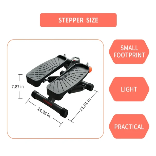 Mini Stepper with Resistance Band, Stair Stepping Fitness Exercise Home Workout Equipment for Full Body Workout(Grey) – Image 5
