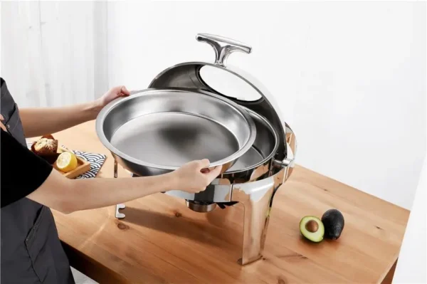 High quality stainless steel self-service food warmer round roll surface hot pot stove hot pot - Image 4
