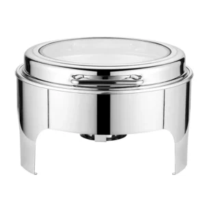 High Quality  Hydraulic Round 6L Chafing Dish with Big  Glass Lid Buffet Chafer Stove Food Warmer