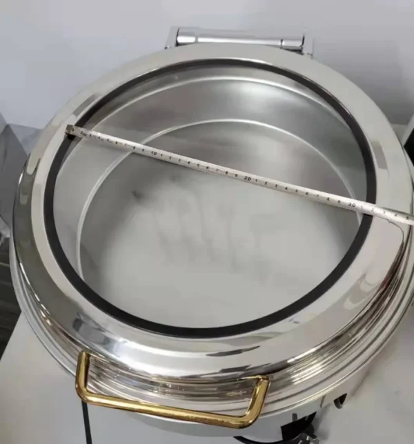 High Quality  Hydraulic Round 6L Chafing Dish with Big  Glass Lid Buffet Chafer Stove Food Warmer - Image 6